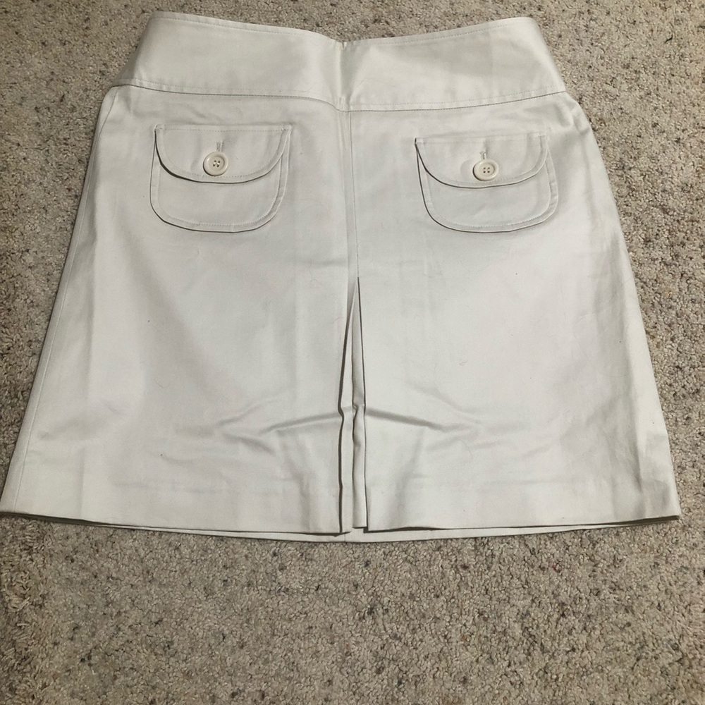 LOFT Cream Skirt with Zip Detail